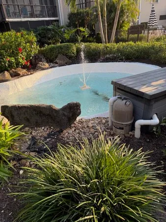 a view of a backyard with plants