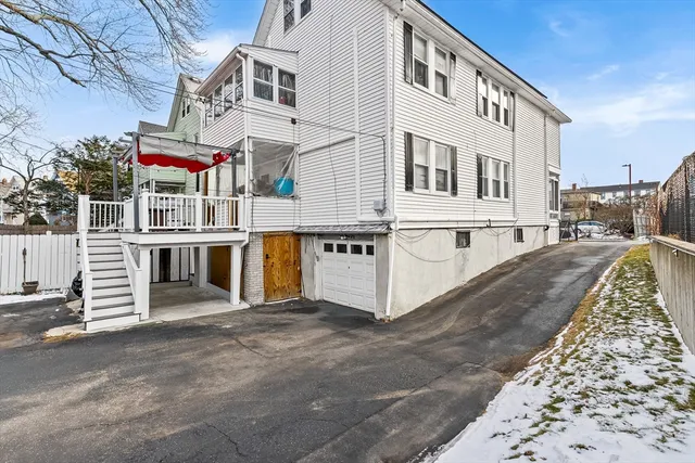 a view of a large white building