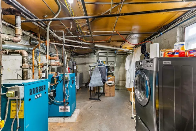 a view of a storage room with washer and dryer