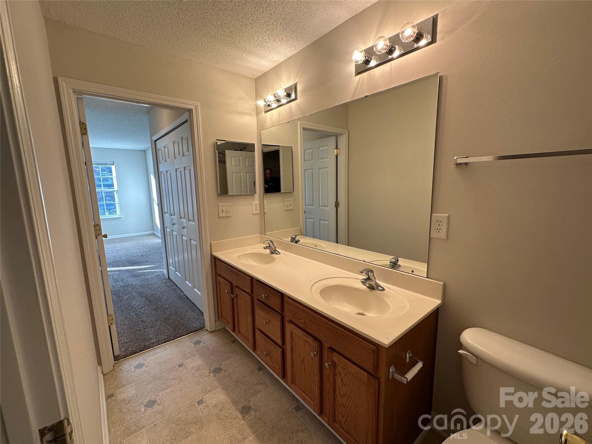 5227 Magnolia Tree Lane Charlotte, NC 28215 - Photo 13 of 20 a bathroom with a sink a toilet and mirror
