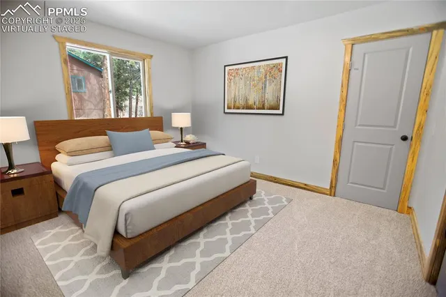 a bedroom with bed and a window