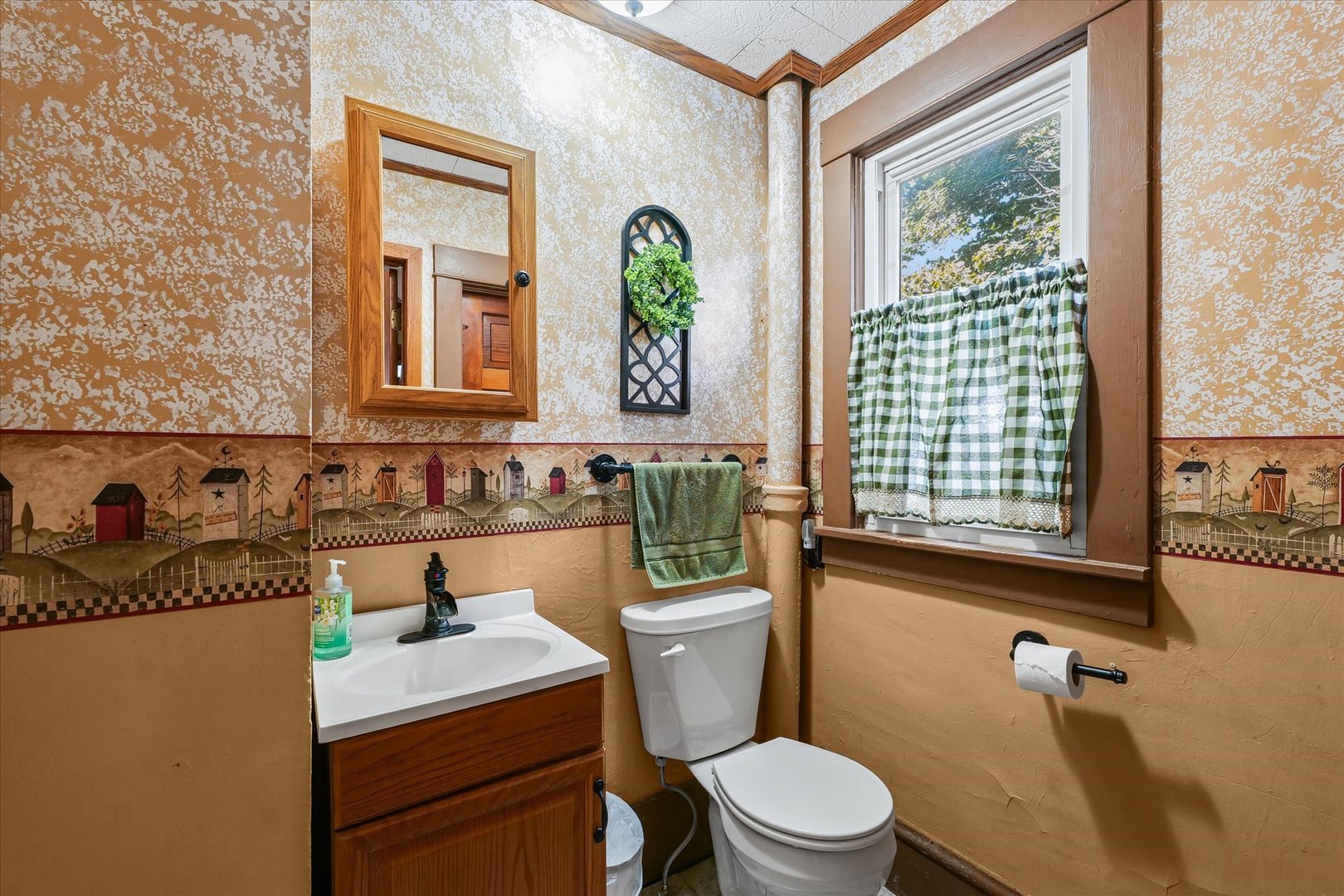217 North Main Street Roberts, IL 60962 - Photo 19 of 36 a bathroom with a toilet a sink and mirror