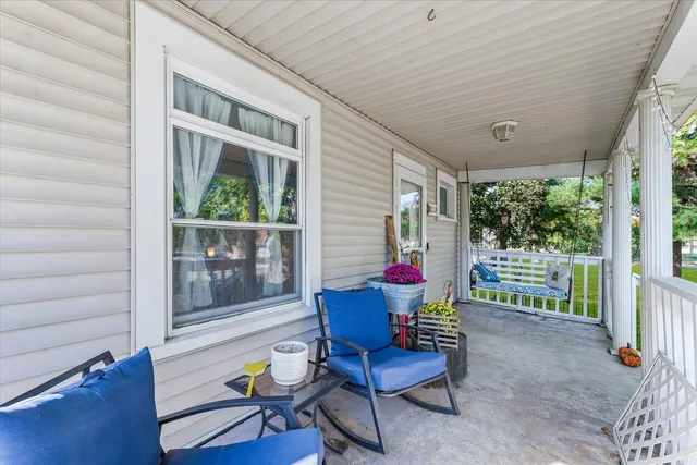 a outdoor living space with furniture and garden view