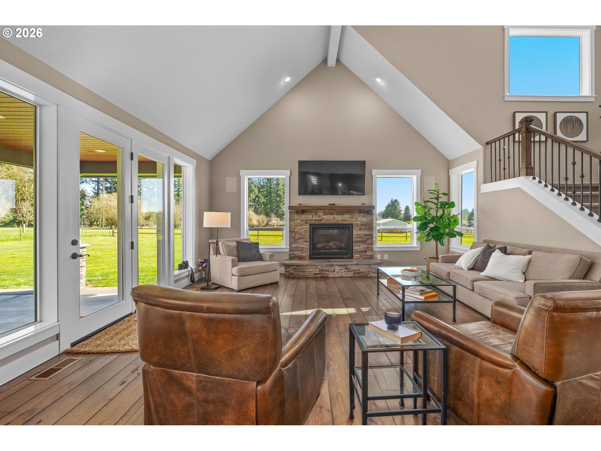 34281 Millard Road Warren, OR 97053 - Photo 16 of 47 a living room with fireplace furniture and a large window