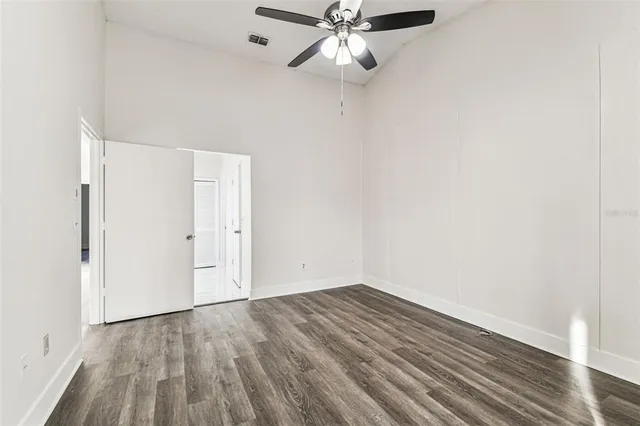 a view of a room with racks on the wall