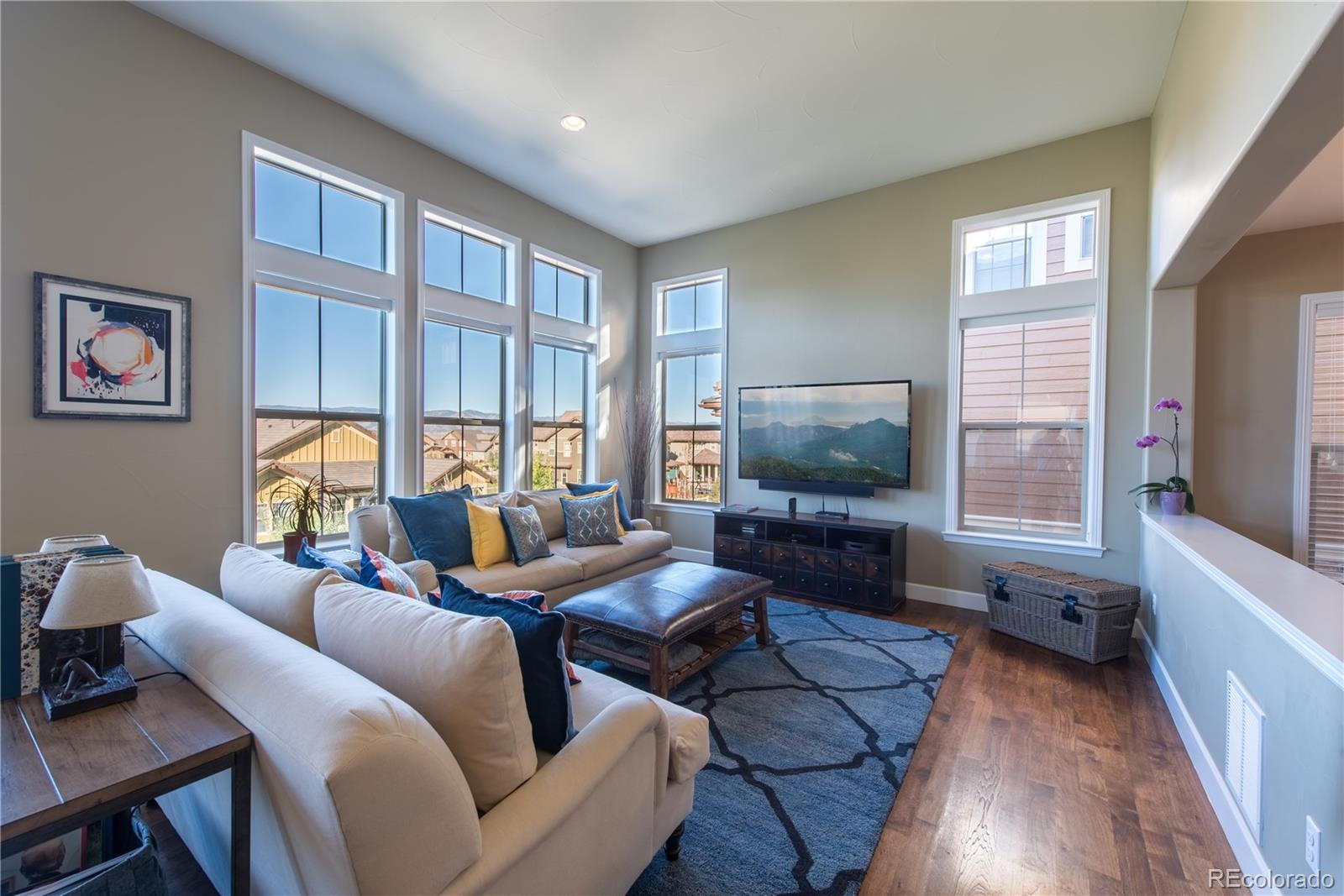 10711 Sundial Rim Road Highlands Ranch, CO 80126 - Photo 10 of 35 a living room with furniture and a flat screen tv