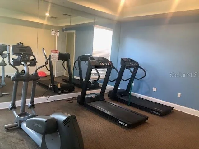 a room with gym equipment