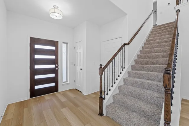 a view of an entryway with staircase