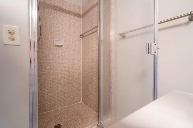 a bathroom with a shower