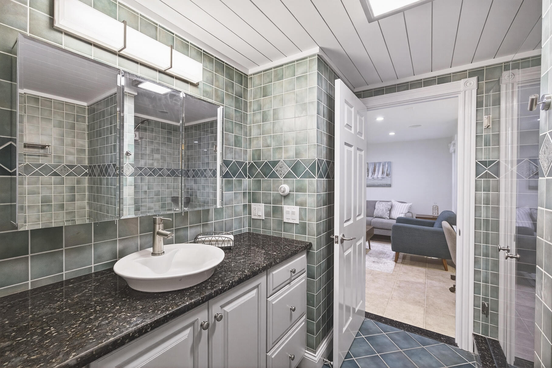 72 River Road Marstons Mills, MA 02648 - Photo 29 of 65 a bathroom with a sink shower and a mirror