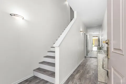 a view of a garden with a tree