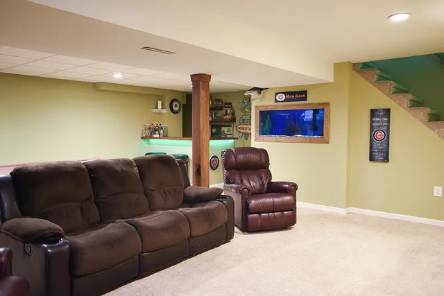 a living room with furniture