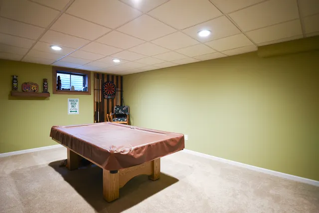 a room with pool table