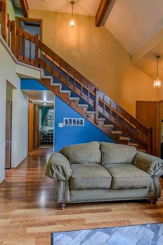 a living room with furniture