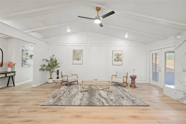 a living room with furniture