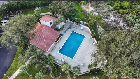 an aerial view of a house