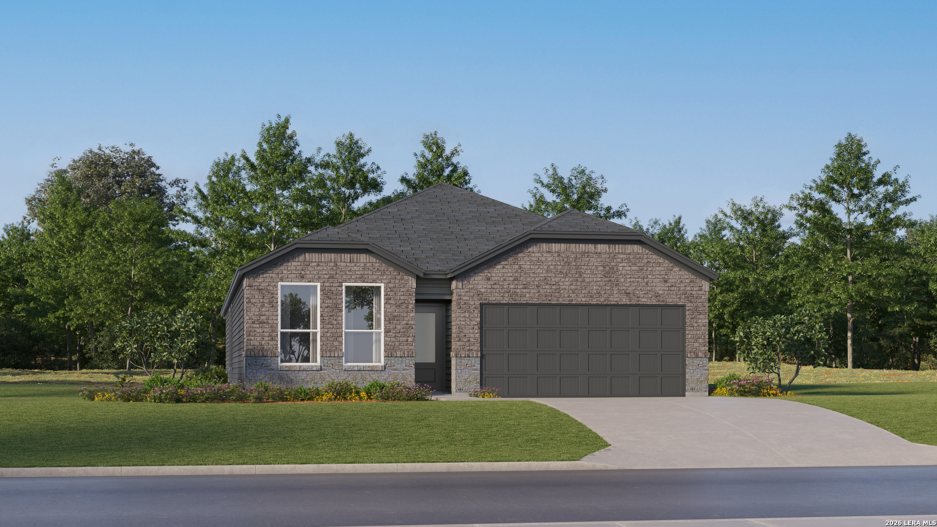 14841 Quartz Cove Elmendorf, TX 78112 - Photo 3 of 36 a front view of a house with a garden and yard