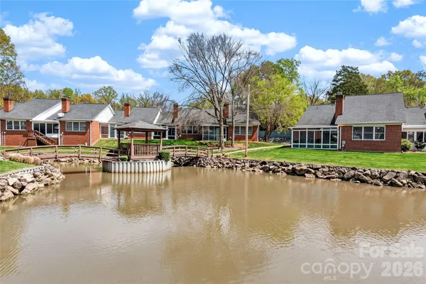a view of a lake with houses