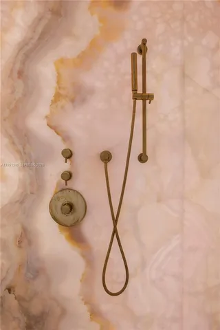 a bath room with a large window