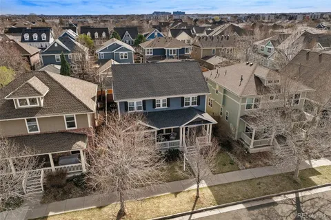 an aerial view of a residential houses