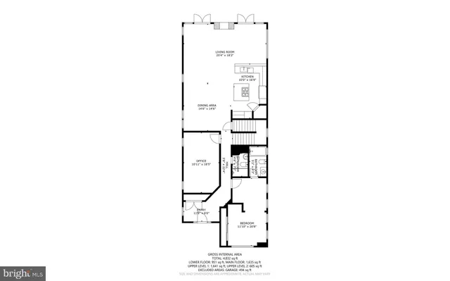 an aerial view of a house with a garden