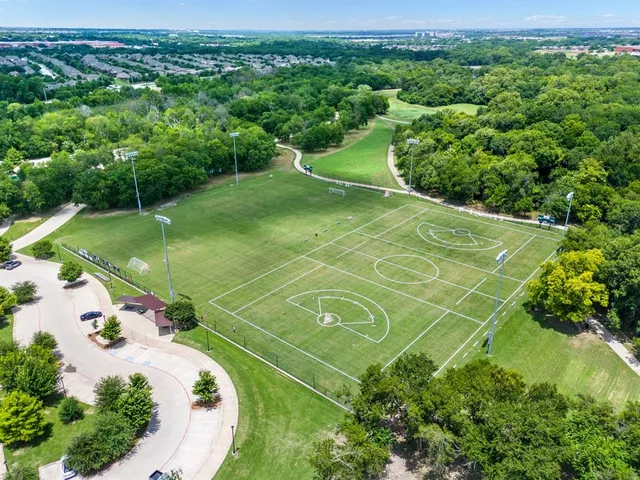 an aerial view of a football ground