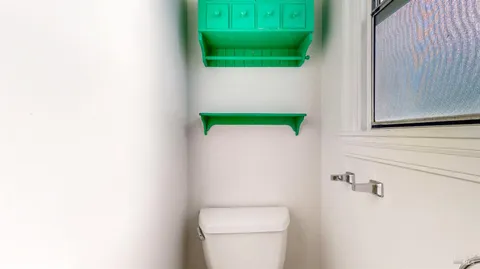 a bathroom with a bathtub