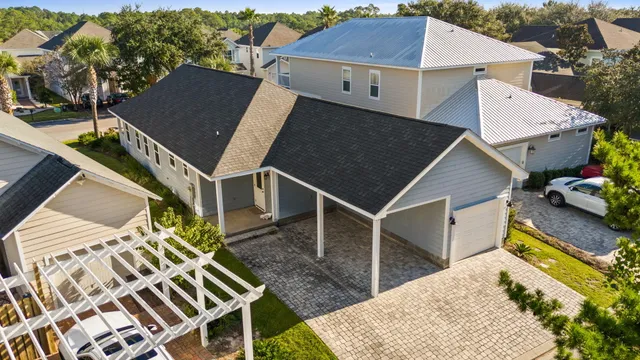 an aerial view of a house