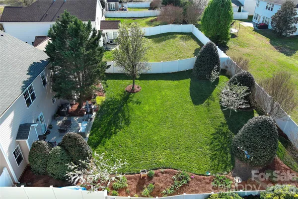 a view of a swimming pool with a garden and plants