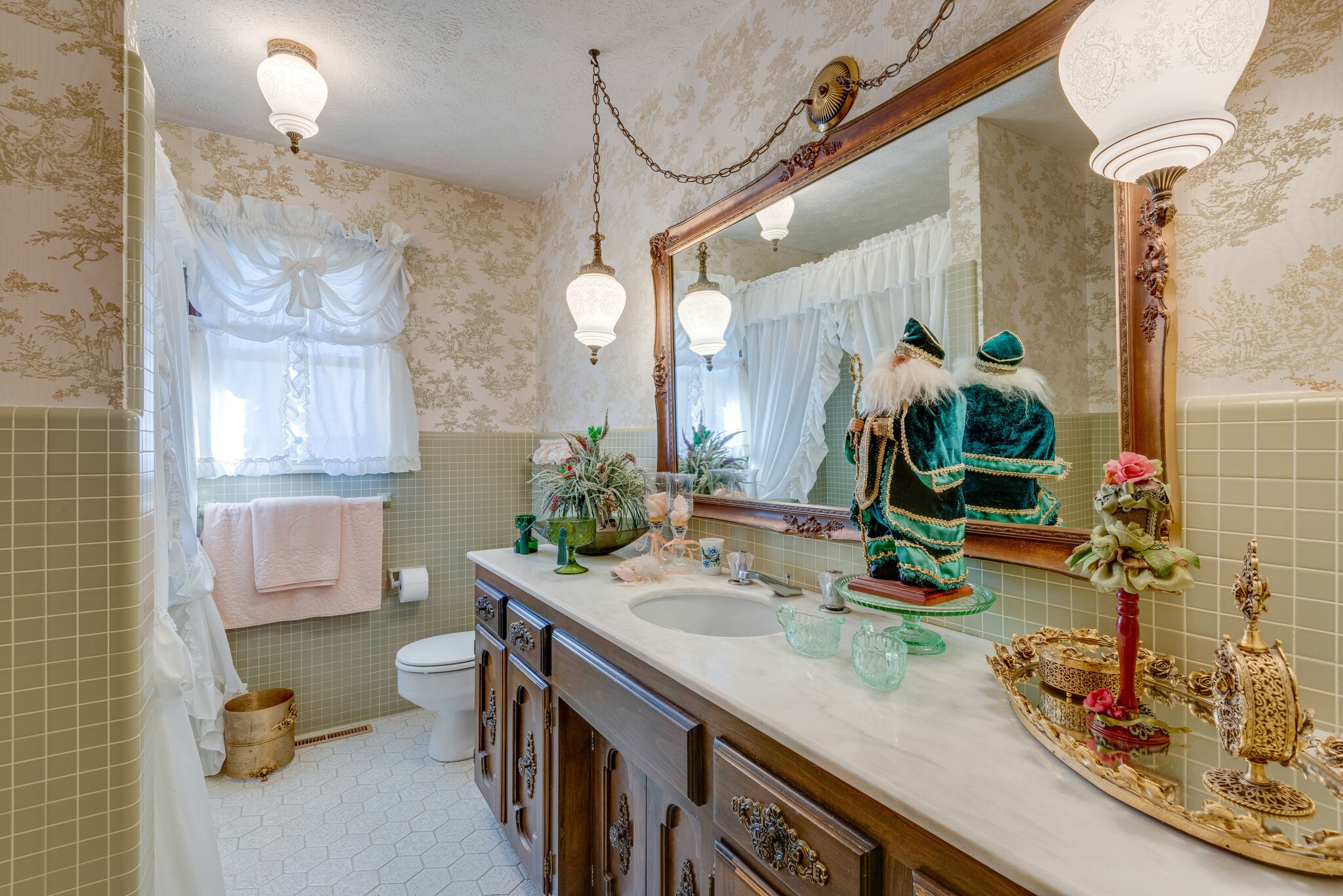 2154 Abiff Road Burns, TN 37029 - Photo 42 of 50 a bathroom with a granite countertop sink a toilet and mirror