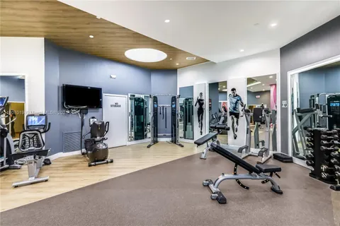 a view of a room with gym equipment