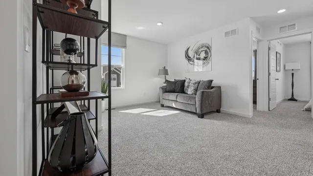a view of a hallway with workspace