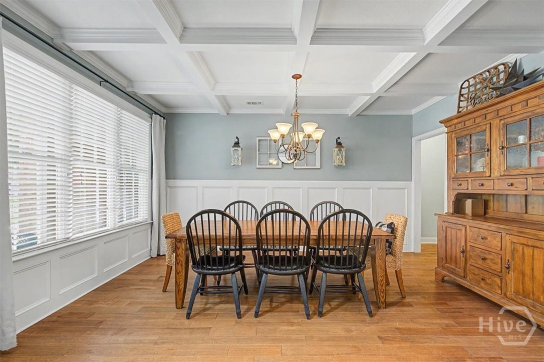 102 Red Oak Lane Rincon, GA 31326 - Photo 3 of 48 Formal dining coffered ceiling & wainscoting