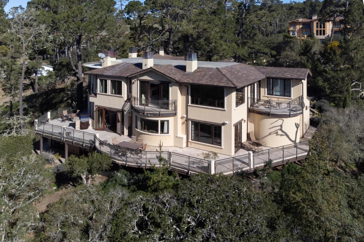 3164 Palmero Way Pebble Beach, CA 93953 - Photo 21 of 24 a aerial view of a house with a yard and balcony