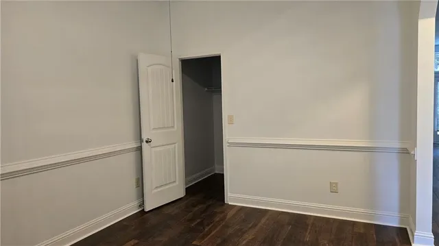 a view of an empty walk in closet