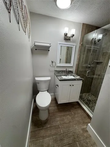 an empty room with staircase