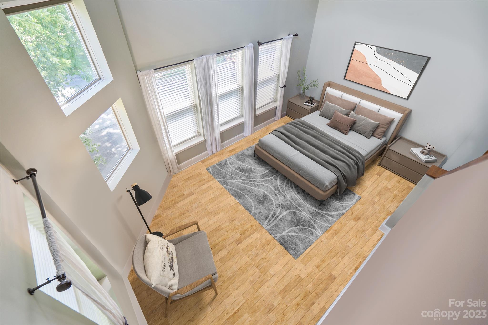 420 Queens Road, Unit 3 Charlotte, NC 28207 - Photo 18 of 35 a bedroom with a bed window and mirror