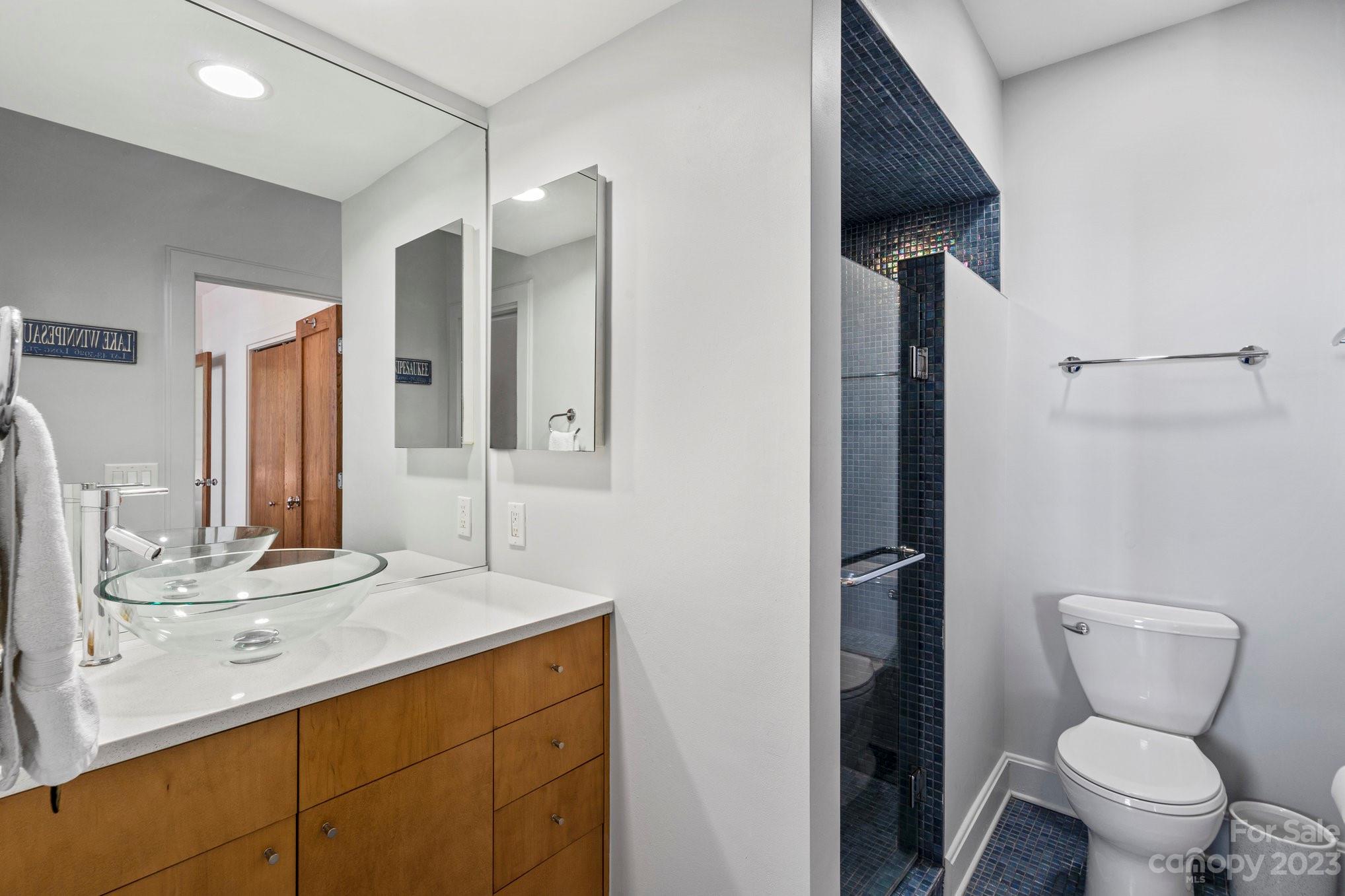 420 Queens Road, Unit 3 Charlotte, NC 28207 - Photo 23 of 35 a bathroom with a toilet sink and mirror
