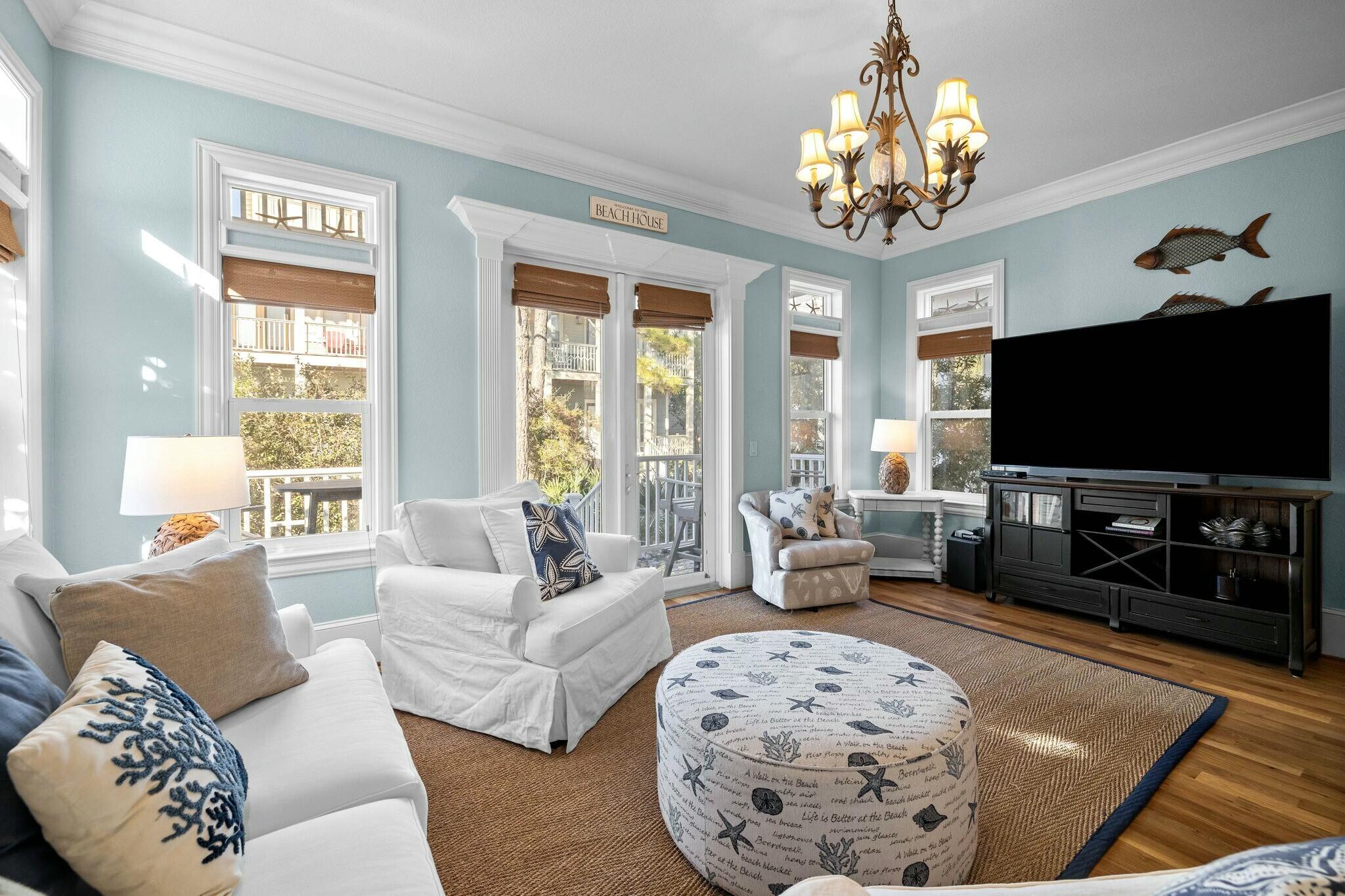 136 Surfer Lane Inlet Beach, FL 32461 - Photo 19 of 50 a living room with furniture and a flat screen tv