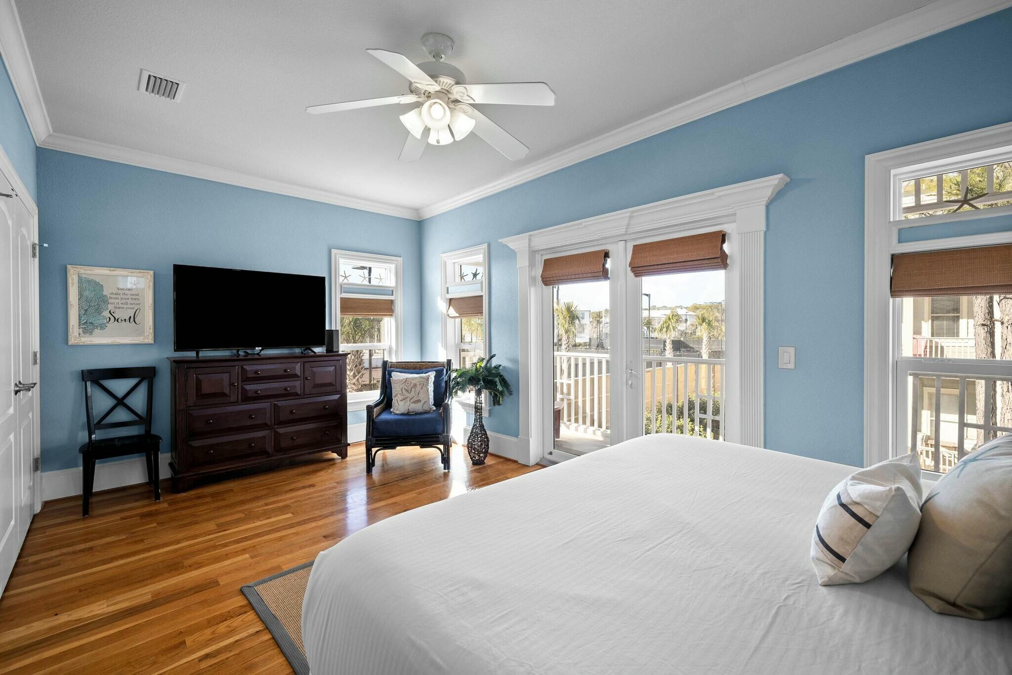 136 Surfer Lane Inlet Beach, FL 32461 - Photo 31 of 50 a bedroom with a bed and a flat screen tv
