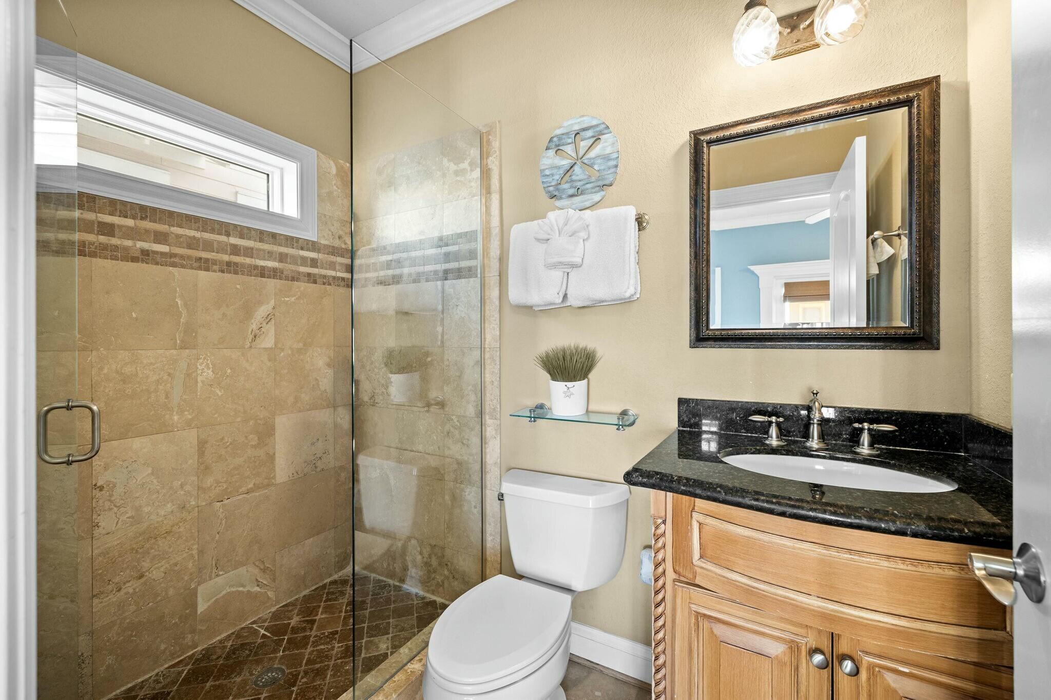 136 Surfer Lane Inlet Beach, FL 32461 - Photo 39 of 50 a bathroom with a granite countertop sink toilet and shower