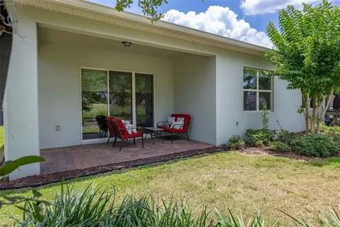 an aerial view of a swimming pool