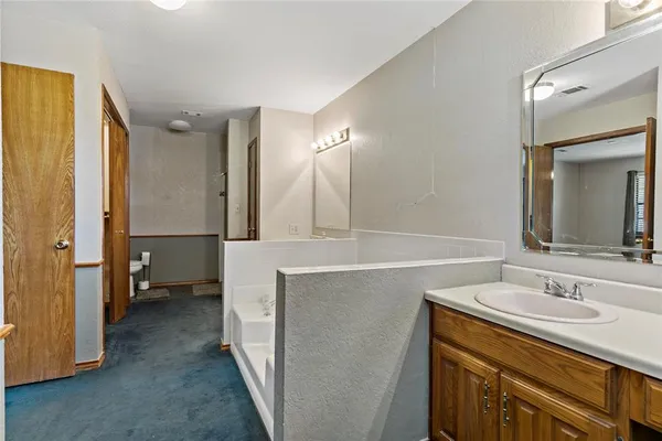 a bathroom with a sink a mirror and a shower