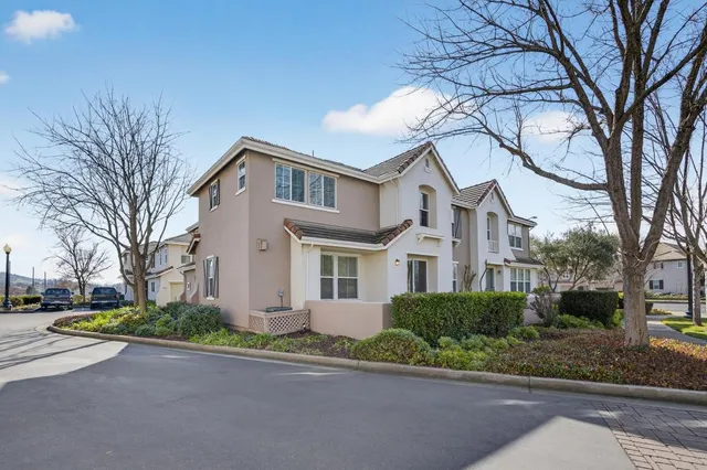 a front view of a house with a garden and plants