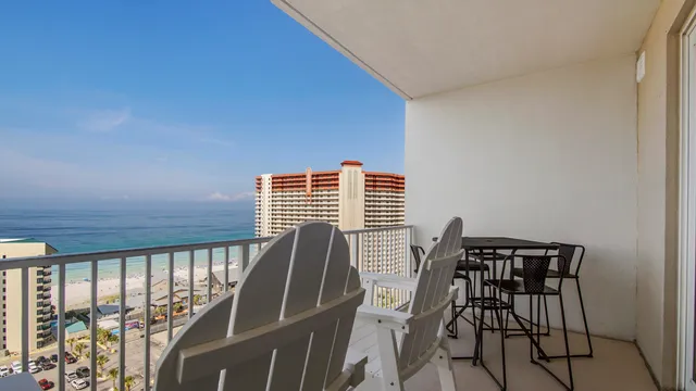 a view of balcony and wooden floor