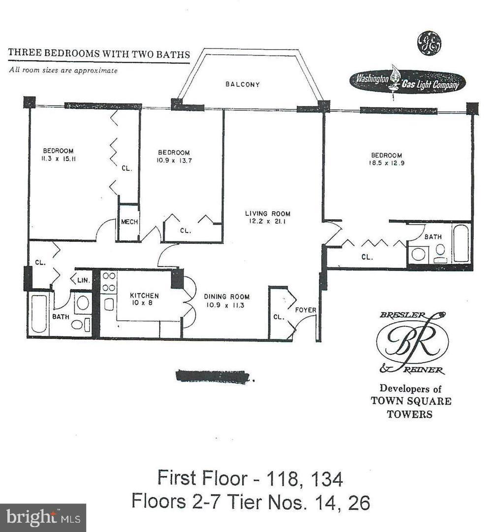 700 7th Street Southwest, Unit 526 Washington, DC 20024 - Photo 34 of 53 Spacious three-bedroom layout plan.