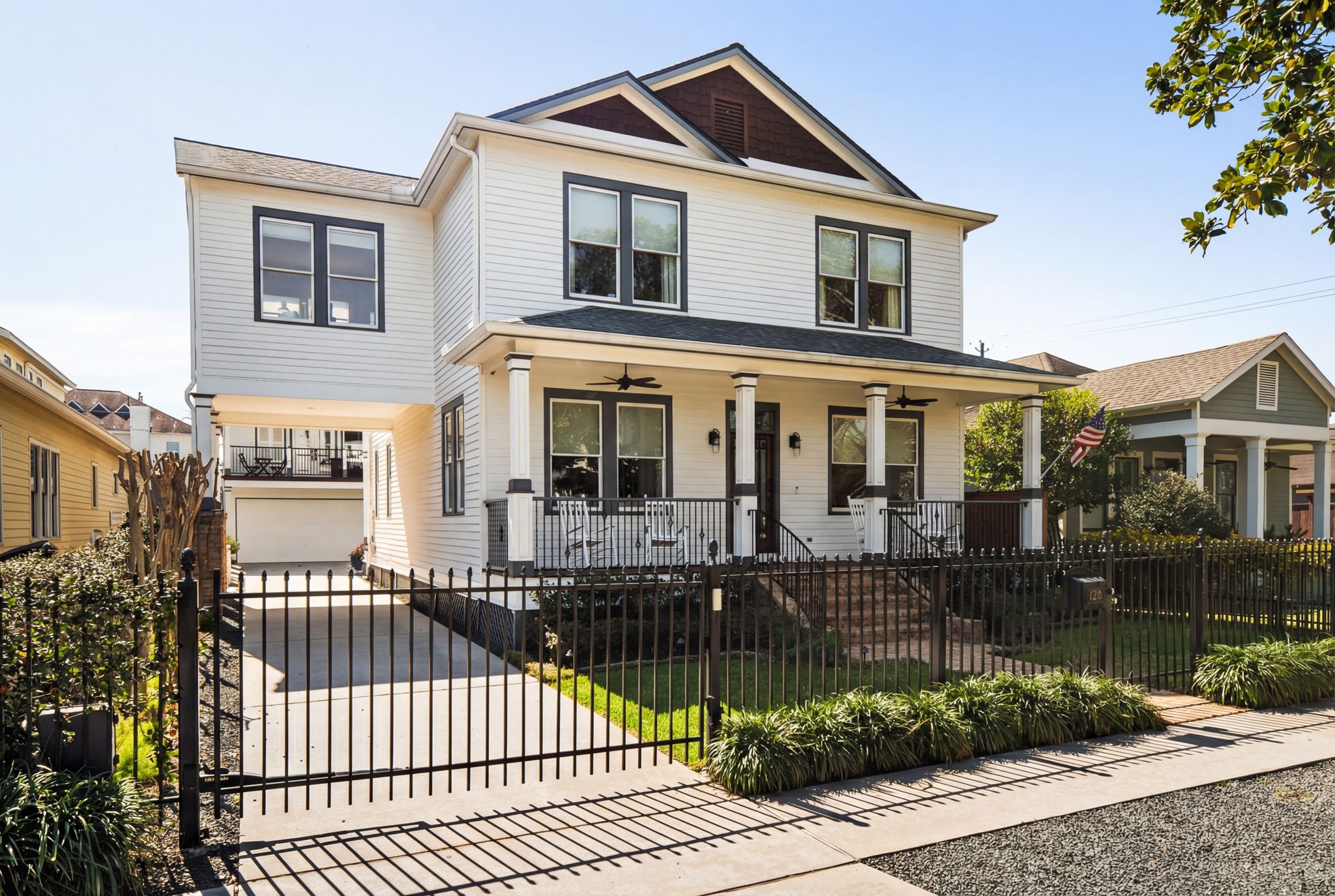 1236 Omar Street Houston, TX 77008 - Photo 39 of 50 The timeless two-story elevation is complemented by welcoming covered front porch (note the property is fully gated). Extended driveway w/porte-cochere leads to oversized 2-car garage and well-appointed full garage apartment built in 2019.