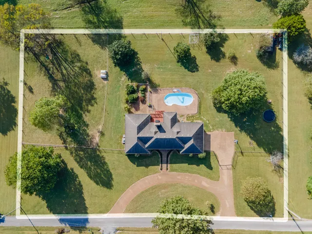an aerial view of a house