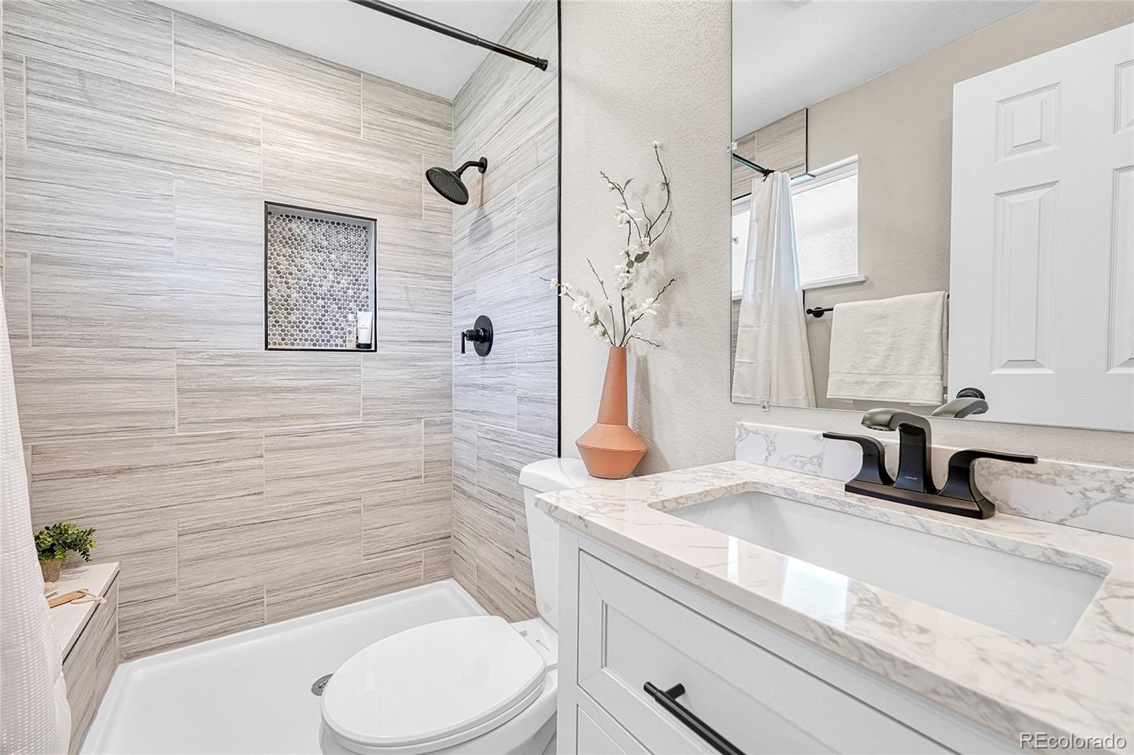 215 East Panama Drive Centennial, CO 80121 - Photo 34 of 50 a bathroom with a sink a toilet and shower