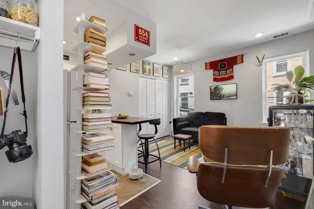 a workspace with furniture and window